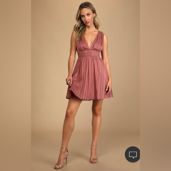 Romantic at Heart Rose Pink Striped Skater Mini Dress - Picture 4 of 8